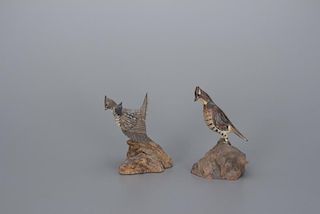 Two Miniature Ruffed Grouse Russ E. Burr (1887-1955)