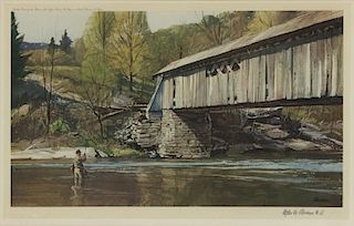 Ogden M. Pleissner (1905-1983) Beaverkill Bridge
