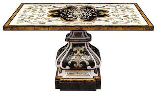 Continental Pietra Dura Marble Foyer Table
