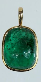 18 Karat Yellow Gold Emerald Pendant