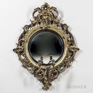 Continental Giltwood Convex Mirror