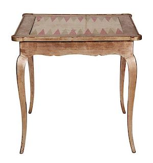 A Painted Game Table Height 28 7/8 x width 29 3/4 x depth 29 3/4 inches.