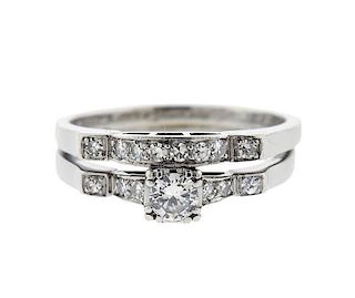 Platinum Diamond Wedding Engagement Ring Set