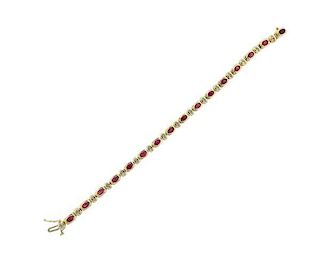 14k Gold Diamond Ruby Bracelet