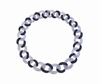 Kanaris  18K Gold Blue Gemstone Link Necklace