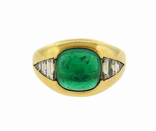 Bvlgari Bulgari 18k Gold Diamond Emerald Ring