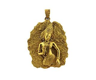 18k Gold Hindu God Tara Large Pendant
