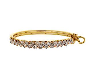 20k Gold Old Mine Diamond Bangle Bracelet