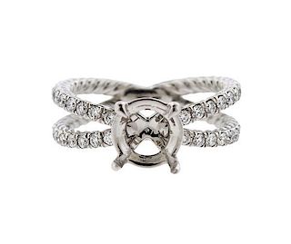 David Yurman Platinum Diamond Crossover Engagement Ring Mounting