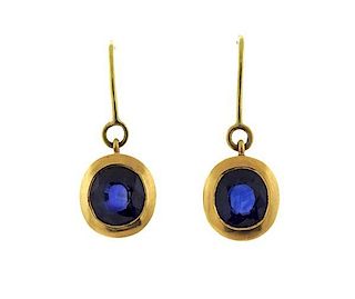 18K Gold Sapphire Drop Earrings