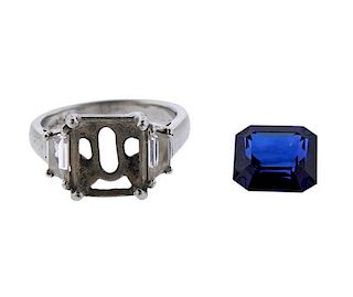 AGL Platinum Diamond 5.35ct Sapphire Ring