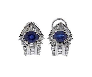18K Gold Diamond Sapphire Earrings