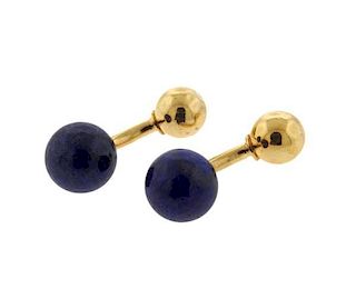 Tiffany &amp; Co 14K Gold Lapis Ball Cufflinks