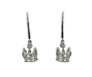 18K Gold Diamond Crown Earrings