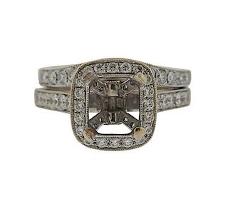 18K Gold Diamond Engagement Wedding Ring Mounting