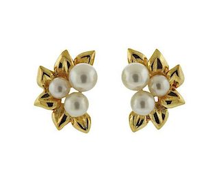 Mikimoto 18K Gold Pearl Earrings