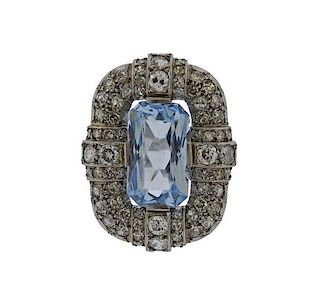 Platinum Diamond Blue Gemstone Ring