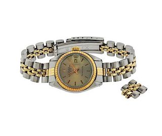 Rolex Date Tiffany &amp; Co 18k Gold Steel Watch 6917