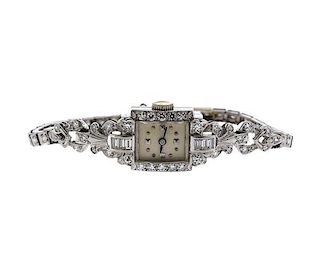 Art Deco 14k Gold Diamond Lady&#39;s Watch