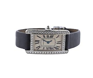 Cartier Tank Americaine 18k Gold Diamond Watch