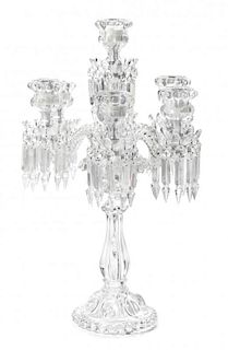 A Baccarat Molded Glass Seven-Light Candelabrum Height 23 inches.