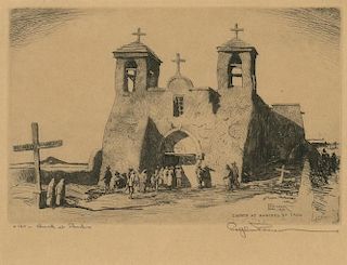 Church at Ranchos de Taos, ed. 120 by Ralph Pearson (1883-1958)