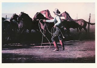 Untitled (Cowboy Roping Horses), 11/500 by Gordon Snidow (b. 1936)