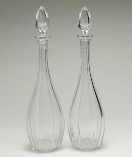 Pair of Baccarat Ribbed Crystal Decanters