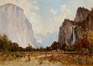 THOMAS HILL (1829-1908), Indian Camp in Yosemite Valley