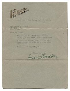Thurston, Howard. Typed Letter Signed to Bernard Zass.