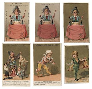 Six Conjuring-Themed Trade Cards, Including Theatre Robert-Houdin.