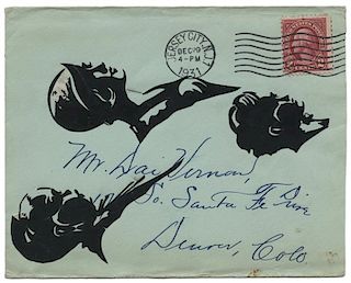 Envelope Addressed to Vernon Decorated with Silhouettes.