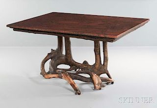 Adirondack-style Marble-top Root Table