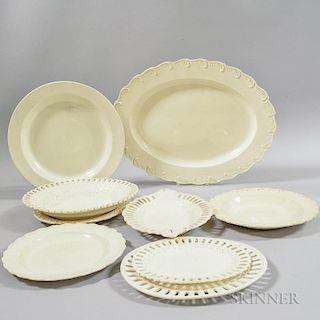 Nine Creamware Dishes