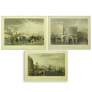 Three (3) After: J M W Turner, British (1775-1851) R. A. Pinx Colored Prints. Includes: "Venice", "The Grand Canal" , and "Th