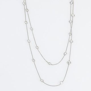 Approx. 6.50 Carat Round Brilliant Cut Diamond and 18 Karat White Gold 27" Diamonds by the Yard Necklace.