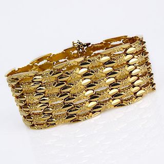 Vintage 18 Karat Rose Gold Wide Flexible Link Bracelet.