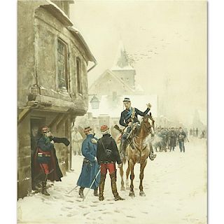 After: Edouard Jean Baptiste Detaille, French (1848-1912) "L'Alerte" Color Photogravure.