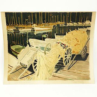 Michel Terrasse, French (born 1928) Color lithograph “Le Port de Cannes La Nuit”