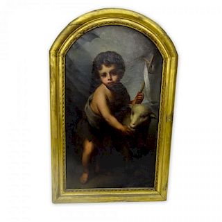 Late 18th or Early 19th Century Old Master Style "St. John the Baptist" Oil on Canvas Painting.