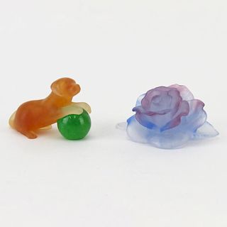 Grouping of Two (2) Daum Pate de Verre Figurines/Paperweights.