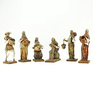 Collection of Six (6) Mexican Folk Art Paper Mache Figurines.