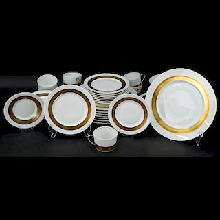 Forty Two (42) Piece Limoges Ceralene Anneau D'Or Partial Dinnerware Set.