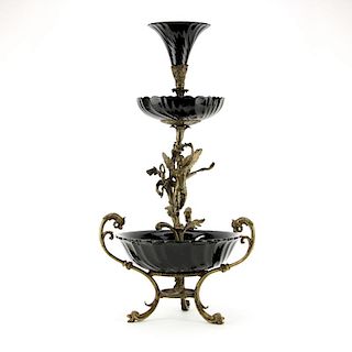 Modern Louis XVI Style Gilt Bronze and Glass Figural Epergne.