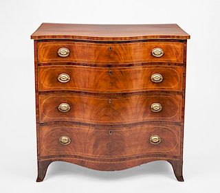 FEDERAL MAHOGANY SERPENTINE-FRONTED CHEST OF DRAWERS, NEW ENGLAND