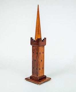 OAK MODEL OF A TOWER WITH SPIRE