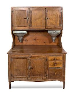An American Primitive Style Kitchen Cupboard Height 70 x width 49 x depth 23 inches.