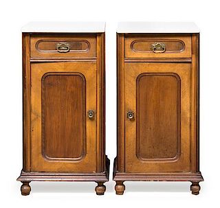 A Pair of American Bedside Cabinets Height 31 1/2 x width 15 1/4 x depth 15 1/4 inches.