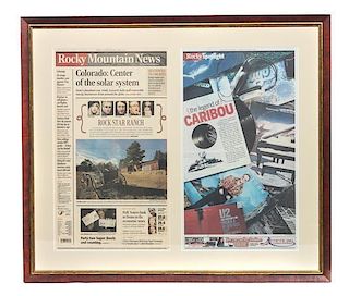 Two Framed News Articles Pertaining to Caribou Ranch
