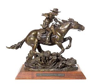 An American Bronze Figural Group Height of bronze 15 1/2 inches.